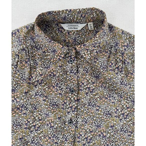 & Other Stories Silk Floral Blouse Long Sleeve Top Button up Shirt White 4 S - Picture 7 of 10
